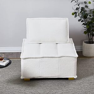gnixuu modular single sofa, lazy sofas ottoman with gold wooden legs teddy fabric, armless couches for small space living room bedroom apartment office