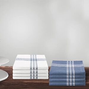 Urban Villa Dish Cloths Waffle Dish Cloths for Kitchen Indigo Blue/White Color Set of 8 Quick Drying Dish Cloths Highly Absorbent Cotton Size 12X12 Inches with Mitered Corners Kitchen Dish Towels