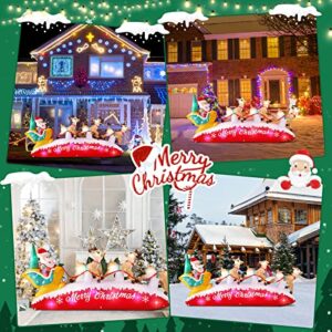 Danxilu 10 FT Long Christmas Inflatable Santa Sleigh with 3 Reindeer Outdoor Decorations, Built-in Colorful LEDs Blow Up Santa Claus Yard Decoration Décor for Xmas Holiday Garden Lawn Patio Roof