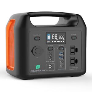powevolver portable power station, 299wh battery backup with 300w pure sine wave ac outlet, pd 60w in/out solar generator for home use camping road trip emergency cpap