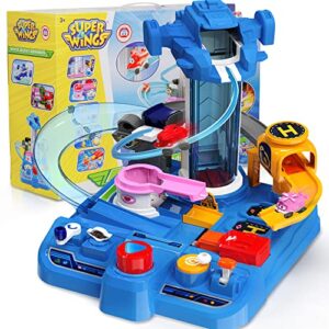 super wings slot car race track sets toys playset 16"x15"x15" - car toys for 3 4 5 6 7 8 year old boys - toddler toys for boys girls gifts - kids race track toys for boy car adventure