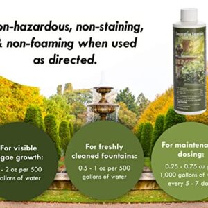 Fountain Algaecide and Clarifier - 16oz - Kills and Inhibits All Types of Algae Growth, Formulated for Small Ponds and Water Features, Treats up to 16,000 Gallons