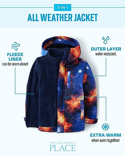 The Children's Place Baby Boys' and Toddler Heavy 3 in 1 Winter Jacket, Wind Water-Resistant Shell, Fleece Inner, Dino, 2T