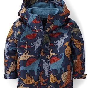 The Children's Place Baby Boys' and Toddler Heavy 3 in 1 Winter Jacket, Wind Water-Resistant Shell, Fleece Inner, Dino, 2T