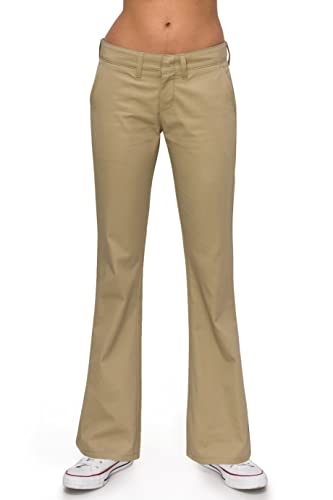 KHAKI & BLUE Women's Work Pants – Low Rise Flared Leg Bootcut Casual Trousers with Pockets 79626JTW098CA Khaki 10