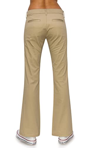 KHAKI & BLUE Women's Work Pants – Low Rise Flared Leg Bootcut Casual Trousers with Pockets 79626JTW098CA Khaki 10