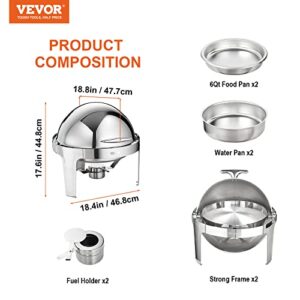 VEVOR Chafing Dish Buffet Set, 2 Packs, Silver