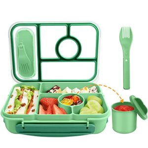 dagugu lunch box kids,bento box adult lunch box,lunch box containers for adults/kids/toddler,5 compartments bento lunch box with leakproof sauce vontainers,microwave/dishwasher/bpa free(green)