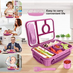 Dagugu Lunch Box Kids,Bento Box Adult Lunch Box,Lunch Box Containers for Adults/Kids/Toddler,5 Compartments Bento Lunch Box with Leakproof Sauce Vontainers,Microwave/Dishwasher(Purple)