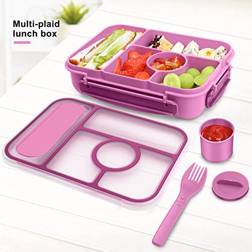 Dagugu Lunch Box Kids,Bento Box Adult Lunch Box,Lunch Box Containers for Adults/Kids/Toddler,5 Compartments Bento Lunch Box with Leakproof Sauce Vontainers,Microwave/Dishwasher(Purple)