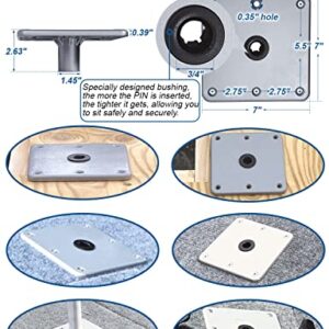 MATINA Boat Seat Base, 7" x 7" Aluminum Boat Seat Pedestal & Base with 3/4" Pin Post Socket, Heavy Duty Boat Accessories for Boat Seat Post & Boat Seat Mount to Install Boat Seats, 1 Pack