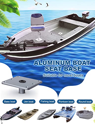 MATINA Boat Seat Base, 7" x 7" Aluminum Boat Seat Pedestal & Base with 3/4" Pin Post Socket, Heavy Duty Boat Accessories for Boat Seat Post & Boat Seat Mount to Install Boat Seats, 1 Pack