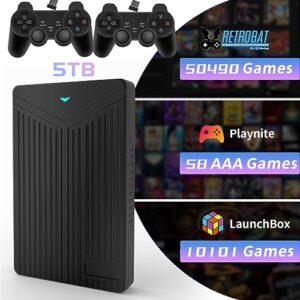 5t retro game console hdd with 60649 video games+58 aaa pc games, 82 emulator console, 3 game system for win 8.1/10/11 plug and play, up to 6gb/s, 2 wireless controllers
