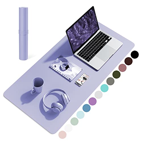 YSAGi Non-Slip Desk Pad,Mouse Pad,Waterproof PVC Leather Desk Table Protector,Ultra Thin Large Desk Blotter, Easy Clean Laptop Desk Writing Mat for Office Work/Home/Decor(Lavender, 31.5" x 15.7")