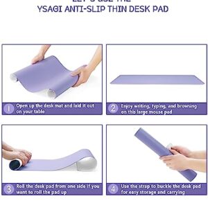 YSAGi Non-Slip Desk Pad,Mouse Pad,Waterproof PVC Leather Desk Table Protector,Ultra Thin Large Desk Blotter, Easy Clean Laptop Desk Writing Mat for Office Work/Home/Decor(Lavender, 31.5" x 15.7")