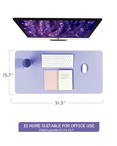 YSAGi Non-Slip Desk Pad,Mouse Pad,Waterproof PVC Leather Desk Table Protector,Ultra Thin Large Desk Blotter, Easy Clean Laptop Desk Writing Mat for Office Work/Home/Decor(Lavender, 31.5" x 15.7")