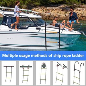Boat Rope Ladder - 4 Step Marine Rope Ladder, Portable Boat Folding Ladder for Inflatable Boat, Kayak, Motorboat, Canoeing (4 Step)