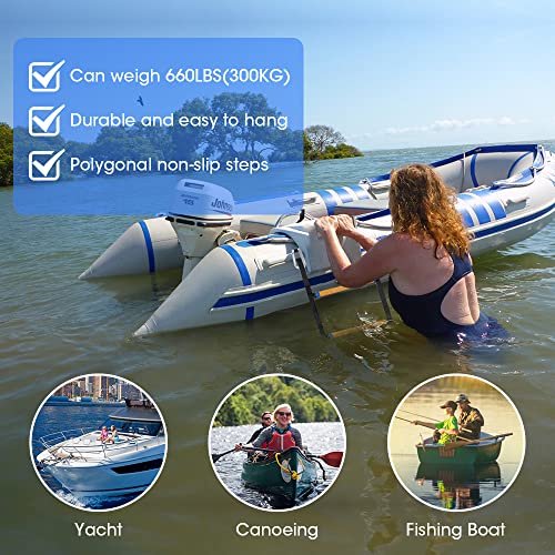 Boat Rope Ladder - 4 Step Marine Rope Ladder, Portable Boat Folding Ladder for Inflatable Boat, Kayak, Motorboat, Canoeing (4 Step)