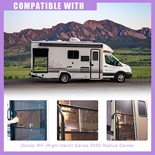 gtpartes RV Screen Door Slider Panel Clear Plexiglass 4701-00 Screen Door Slide Panel and 4700-00 Stopper Compatible with Dexter RH (Right Hand) Series 5050 Radius Corner Upgraded Screen Door