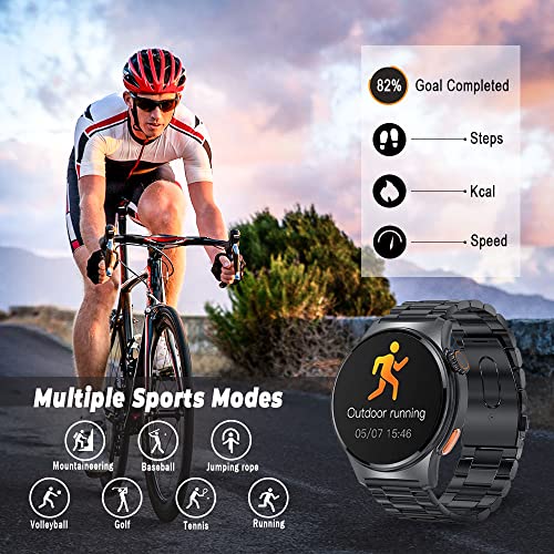 𝐅𝐈𝐋𝐈𝐄𝐊𝐄𝐔 𝐒𝐦𝐚𝐫𝐭 𝐖𝐚𝐭𝐜𝐡 𝐌𝐞𝐧 for Android iPhone with Blood Pressure Monitor Health Tracker Smart Watch 1.39 inch Screen Black Steel Waterproof Smartwatches Fitness Tracker Men