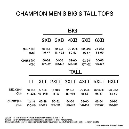 Champion Men's, Classic Long Sleeve Graphic T-Shirt (Reg. or Big & Tall), Black, 4X-Large Big