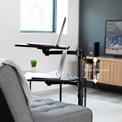 VIVO 20 inch Over Couch Swivel Table, Laptop Desk for Remote Work, Portable Recliner Workstation with Height Adjustable Swing Arm, Black, DESK-ST01C