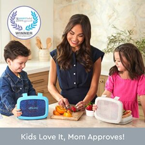 Bentgo® Kids 5-Compartment Lunch Box - Glitter Design for School, Ideal for Ages 3-7, Leak-Proof, Drop-Proof, Dishwasher Safe, & Made with BPA-Free Materials (Glitter Edition - Silver)