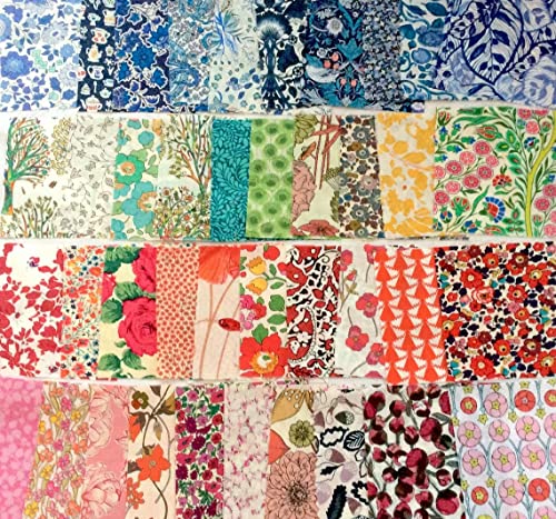 36 Liberty Tana Lawn Fabric Scraps 3"x 3" Charm Squares Patchwork Quilting MULTICOLOURS