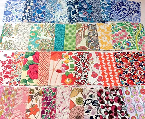 36 Liberty Tana Lawn Fabric Scraps 3"x 3" Charm Squares Patchwork Quilting MULTICOLOURS