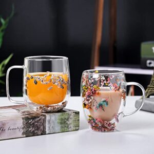 NBHUZEHUA Double Wall Glass Coffee Mugs Clear Cups for Cappuccino Tea Espresso Latte Hot Beverages Glasses Birthday Gifts for Women Her