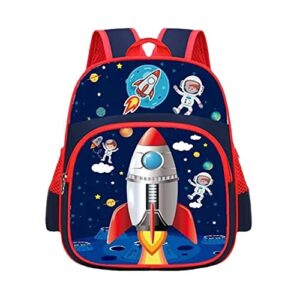 yunyinie kids space astronaut backpack for boys girls, modern travel galaxy rocket school book bags,12.6 inch