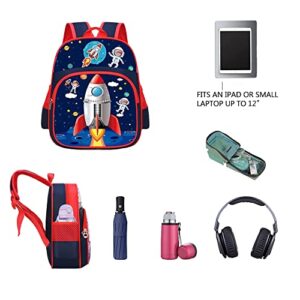 YUNYINIE Kids Space Astronaut Backpack for Boys Girls, Modern Travel Galaxy Rocket School Book Bags,12.6 Inch