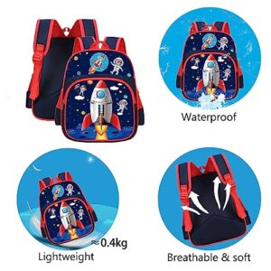 YUNYINIE Kids Space Astronaut Backpack for Boys Girls, Modern Travel Galaxy Rocket School Book Bags,12.6 Inch