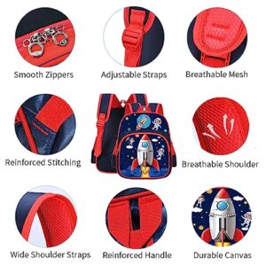 YUNYINIE Kids Space Astronaut Backpack for Boys Girls, Modern Travel Galaxy Rocket School Book Bags,12.6 Inch