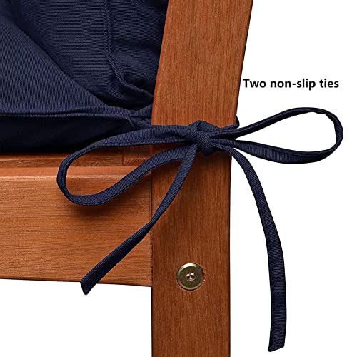 Outdoor Seat/Back Chair Cushion Tufted Pillow, Waterproof Rocking Chair Cushion Patio Replacement Cushions with Non-Slip Ties (Navy Blue)