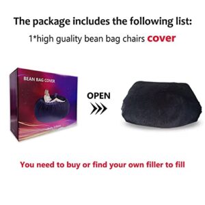 kgitpve Bean Bag Chair Cover (No Filler,Cover only) PV Velvet Bean Bag Chairs, Big Round Comfy Bean Bag Bed Lazy Sofa Bed Cover (4ft, White)