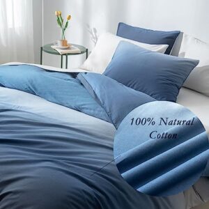 ALEISSEL Ocean Blue Duvet Cover King Size - 100% Cotton Comforter Cover Sets Printed Duvet Cover Sets, Navy to Aqua Blue to White Gradient King Comforter Cover Sets, Bedding Set 3Pcs (King,Ocean Blue)