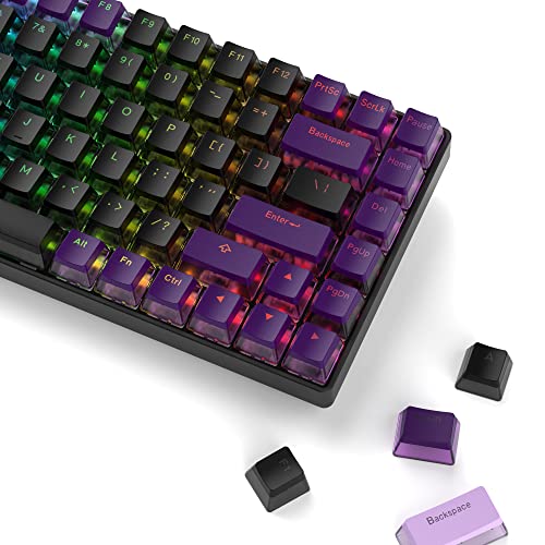 XVX Pudding Keycaps - PBT Keycaps, 165 Keys Keyboard Keycaps, OEM Profile Keycaps Set, Custom Keycaps for 61/68/84/87/82/100 Cherry Gateron MX Switches Mechanical Keyboard - Black Purple