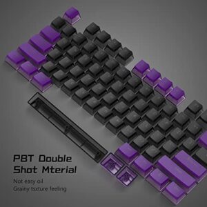 XVX Pudding Keycaps - PBT Keycaps, 165 Keys Keyboard Keycaps, OEM Profile Keycaps Set, Custom Keycaps for 61/68/84/87/82/100 Cherry Gateron MX Switches Mechanical Keyboard - Black Purple