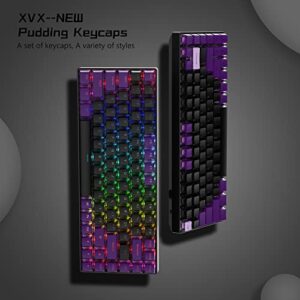 XVX Pudding Keycaps - PBT Keycaps, 165 Keys Keyboard Keycaps, OEM Profile Keycaps Set, Custom Keycaps for 61/68/84/87/82/100 Cherry Gateron MX Switches Mechanical Keyboard - Black Purple