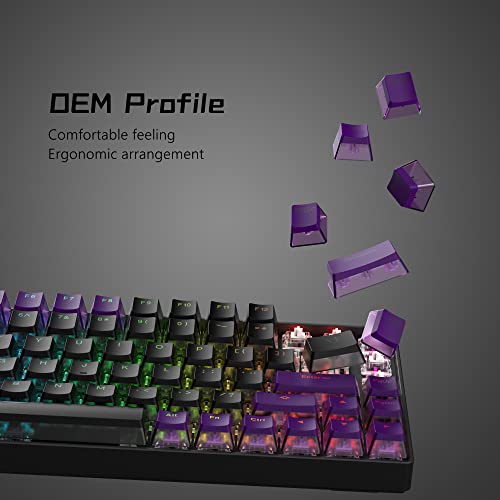 XVX Pudding Keycaps - PBT Keycaps, 165 Keys Keyboard Keycaps, OEM Profile Keycaps Set, Custom Keycaps for 61/68/84/87/82/100 Cherry Gateron MX Switches Mechanical Keyboard - Black Purple