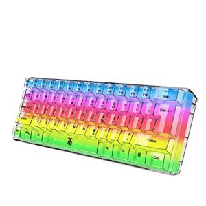 Snpurdiri 60% Wired Gaming Keyboard, RGB Backlit Ultra-Compact Mini Keyboard, Waterproof Small Compact Transparent Keycaps for PC/Mac Gamer(White Transparent)