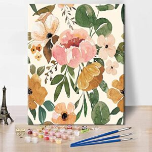 tishiron paint by numbers for adults kids peonies rose adults diy paint by number fairy vintage boho floral arts craft paint by numbers kits nordic modern home wall decor - 16"x20"