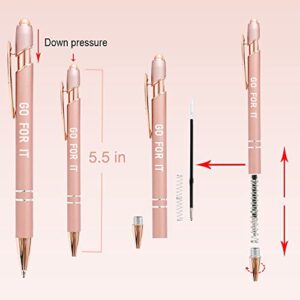 Fuhgkg 12 Pieces Rose Gold Inspirational Ballpoint Pens with Touch Screens Stylus Tip,Fine Point Smooth Writing Encouraging Motivation Pens for Women,Black Ink