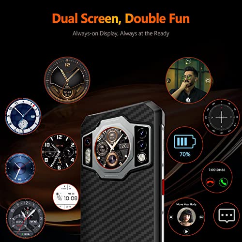 OUKITEL WP21 Rugged Smartphone Unlocked, Dual Screen 17GB+256GB Helio G99, 120Hz 6.78" FHD+, 9800mAh Battery 66W Fast Charge 64MP Camera 20MP Night Vision Android 12 IP68/IP69K 4G Dual Sim NFC OTG GPS