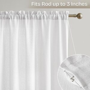 Anpark White Semi Sheer Curtains Linen Rod Pocket Curtains Tiebacks Included Semi Sheers, Privacy & Serenity for Bedroom, Soft Light for Relaxation - 52" W x 84" L, 2 Panels