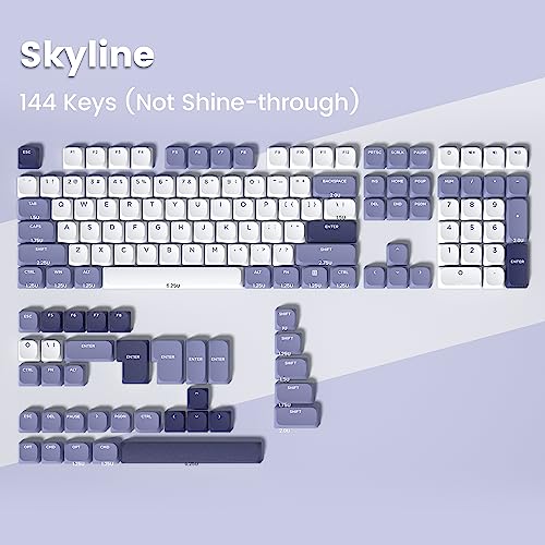 XVX Low Profile Keycaps, PBT Keycaps 144 Keys, Skyline Custom Keyboard Keycaps Full Set, Double Shot Keycaps for 60% 65% 75% 80% 100% Mechanical Keyboard -Purple Breeze