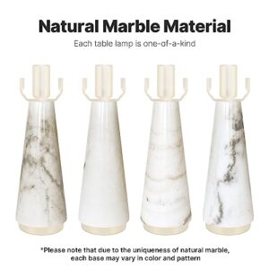 MAGCHARM Table Lamp, Bedside Lamps with 4W LED Bulb, Natural Marble Base, Metal Lampshade, 3000K Color, On/Off Switch Nightstand Lamp, Mid-Century Modern Table Lamps for Bedroom, Living Room End Table