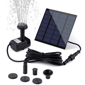 Solar Fountain Pump Solar Powered Bird Bath Fountain Solar Water Pump for Bird Bath 1.8 W Upgraded Solar Water Fountain Panel Kit with 3 M Long Cable &4 Nozzles for Bird Bath,Garden,Pond,Pool