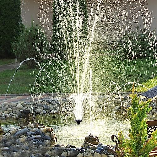 Solar Fountain Pump Solar Powered Bird Bath Fountain Solar Water Pump for Bird Bath 1.8 W Upgraded Solar Water Fountain Panel Kit with 3 M Long Cable &4 Nozzles for Bird Bath,Garden,Pond,Pool